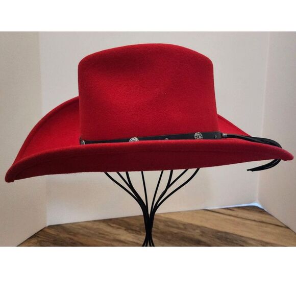 NWOT New York Hat Company Women\'s Red 100% Wool Cowboy Hat Size S main image 8
